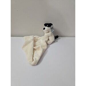 Jellycat Bashful Black And Cream Puppy Soother Plush w/ Blanket Lovey Dog
